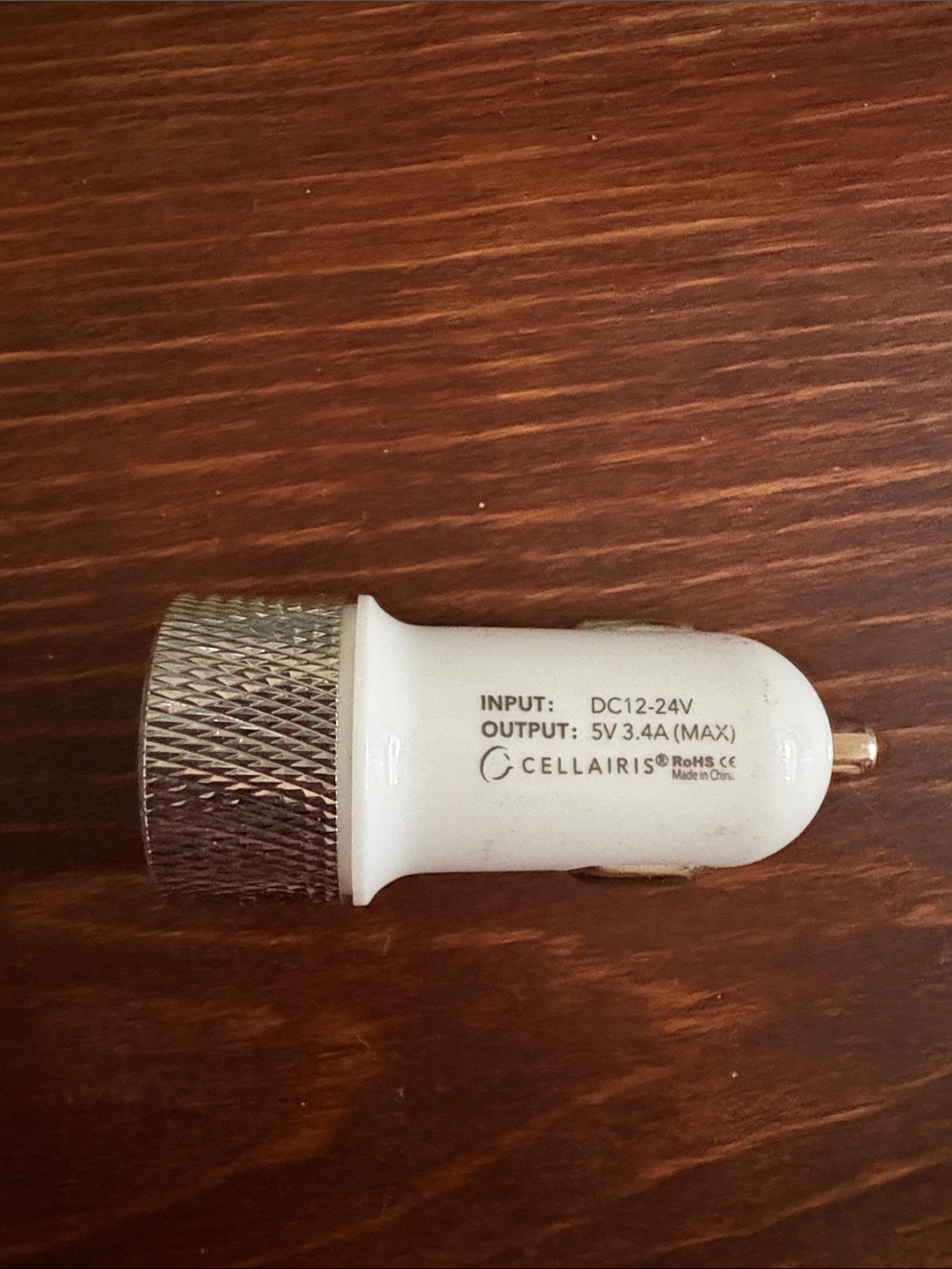 White & Silver Dual USB Car Charger - 5V 3.4A